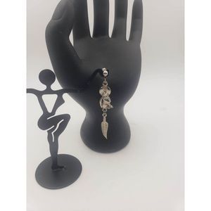 Native American Pewter Post  Howling Wolf/Full Moon Design w/Turquoise at Collar